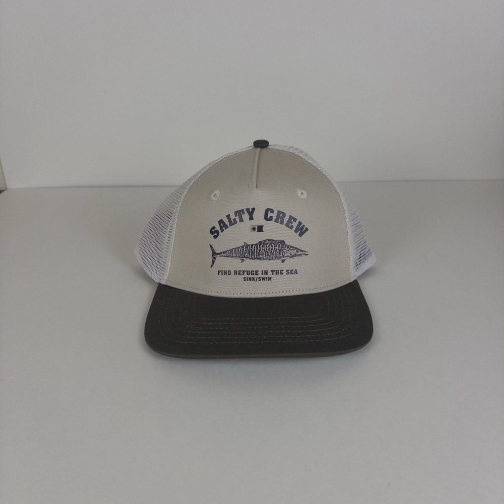 Salty Crew Wahoo Stamp Retro‎ Trucker Snapback Hat Beige Brown